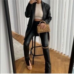 Zara Extra Long Faux Leather Leggings